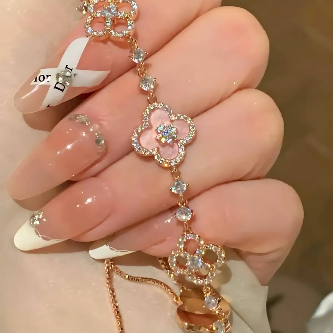 Bracelet trèfle rose Sakura