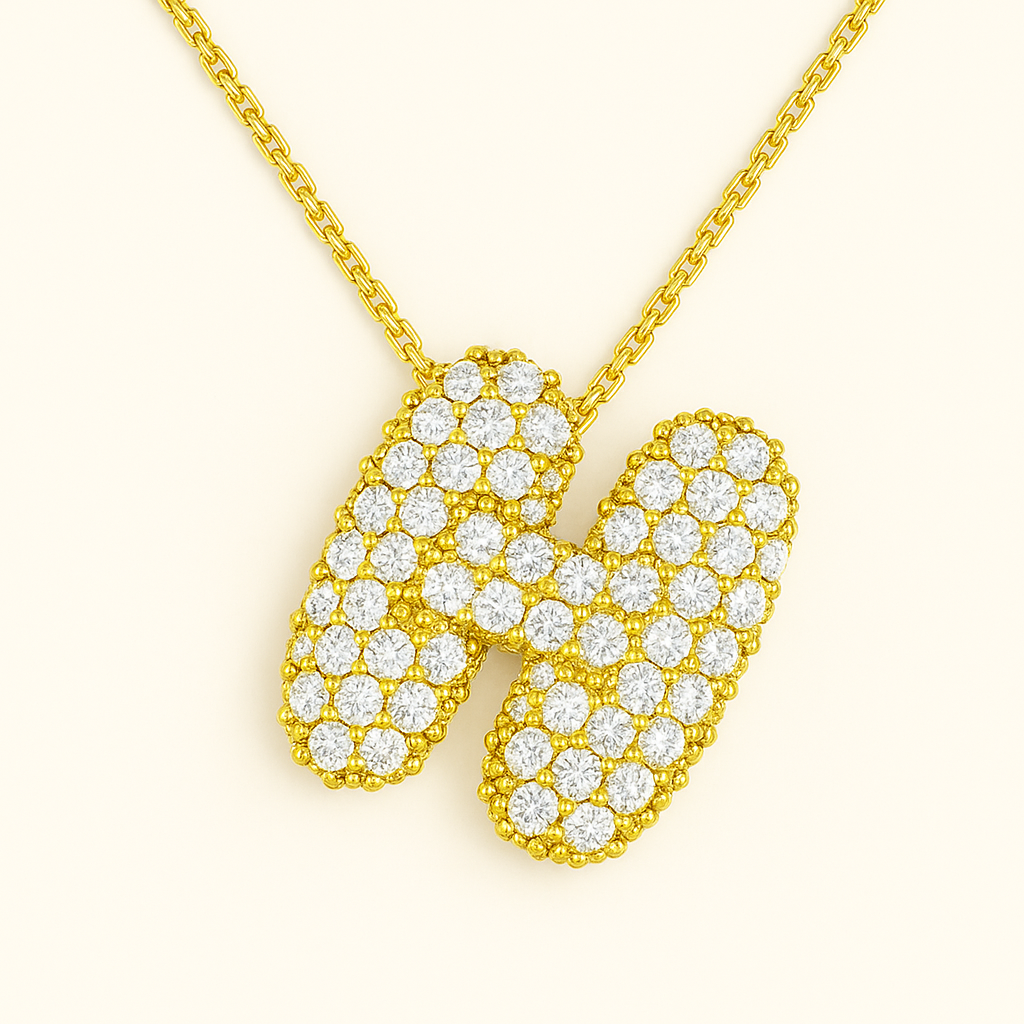 Collier initiales dorées scintillantes