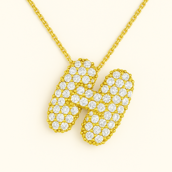 Collier initiales dorées scintillantes