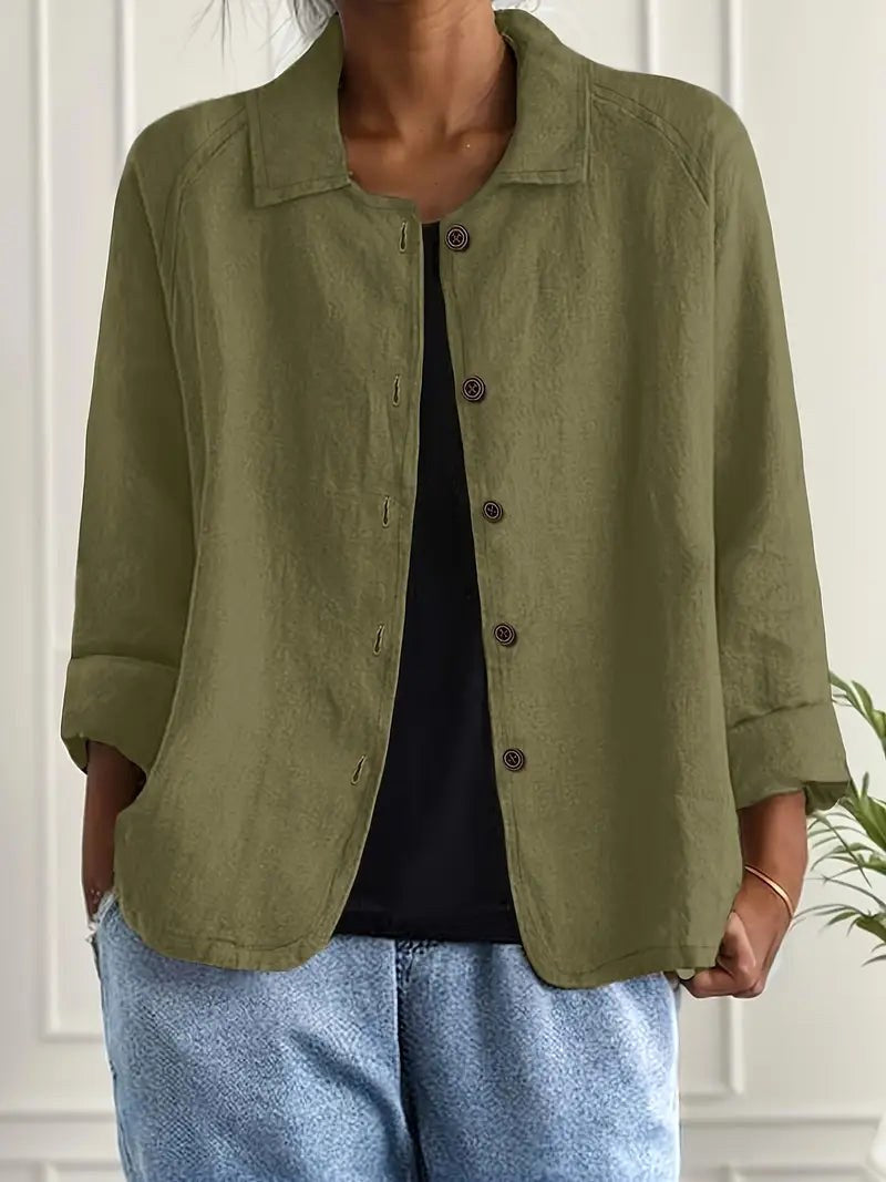 Blouse Lucile en olive à manches longues