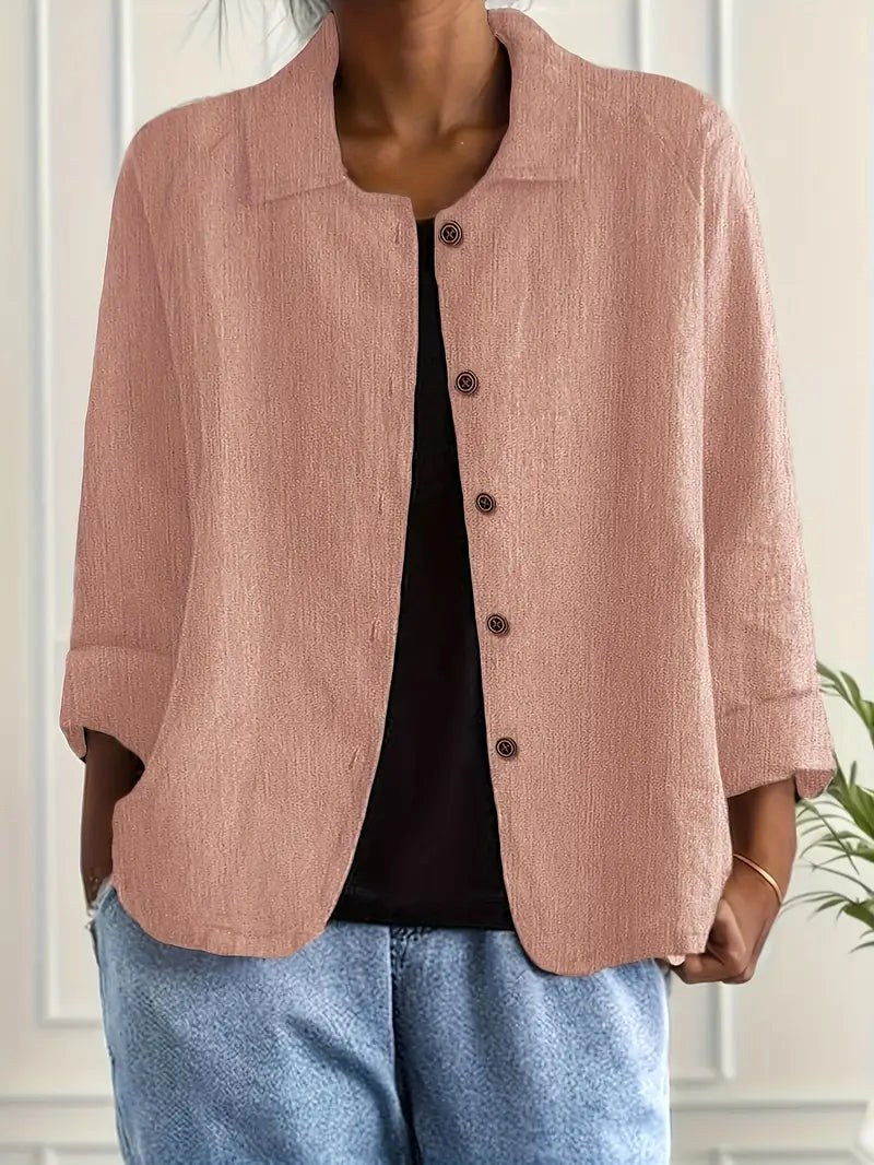 Blouse Clémence en tissu froissé rose argile pour femme