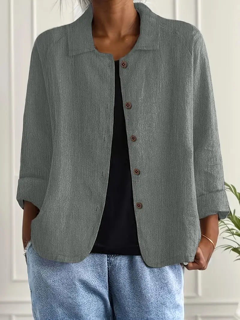 Blouse Fleur en gris à manches longues