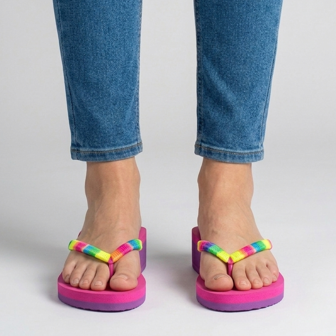 Sandales compensées Héloïse coloris Fuchsia vue de profil
