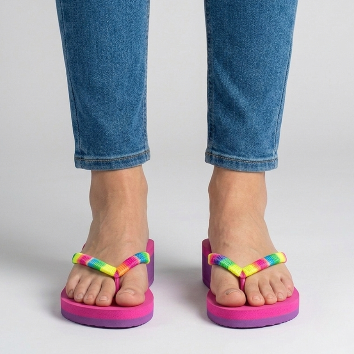 Sandales compensées Héloïse coloris Fuchsia vue de profil