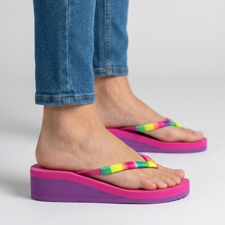 Sandales compensées Héloïse coloris Fuchsia semelle