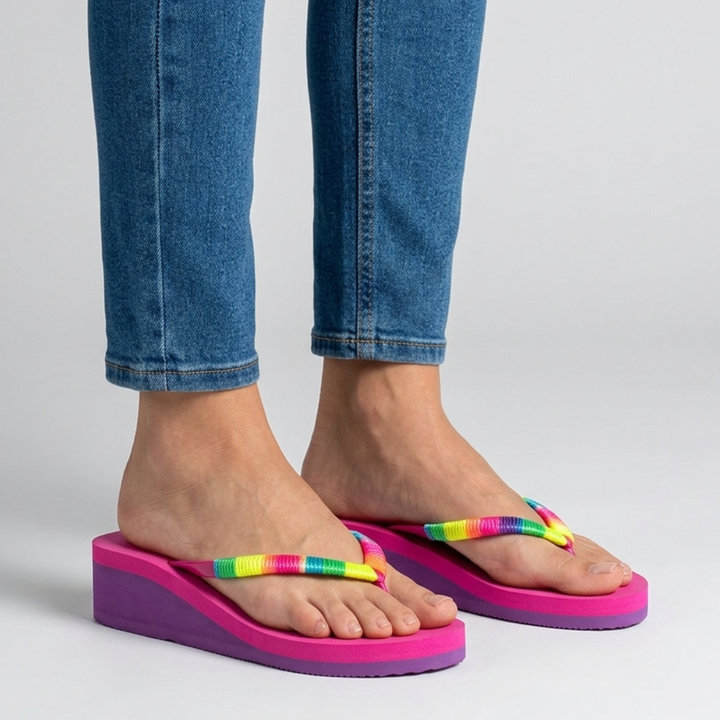 Sandales compensées Héloïse coloris Fuchsia