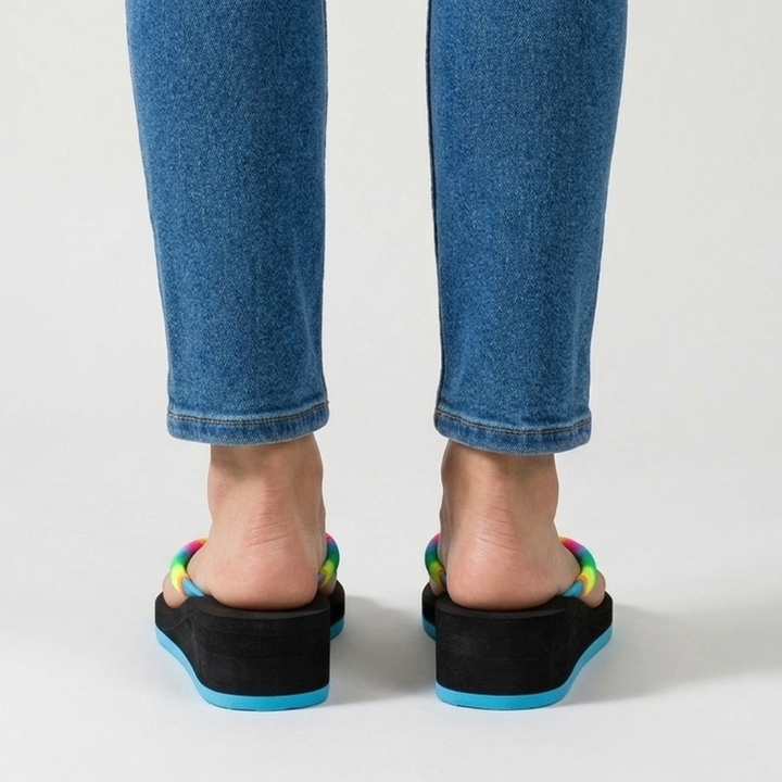 Sandales compensées Héloïse coloris Noir détail