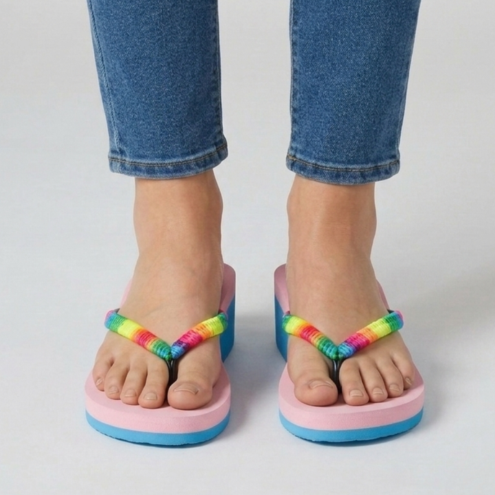 Sandales compensées Héloïse coloris Rose vue de profil
