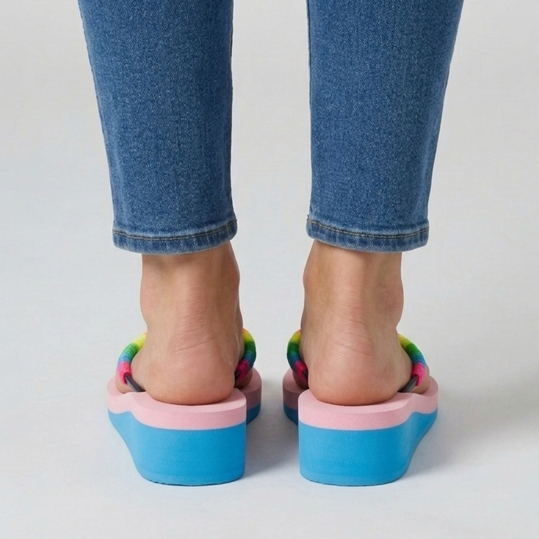 Sandales compensées Héloïse coloris Rose détail