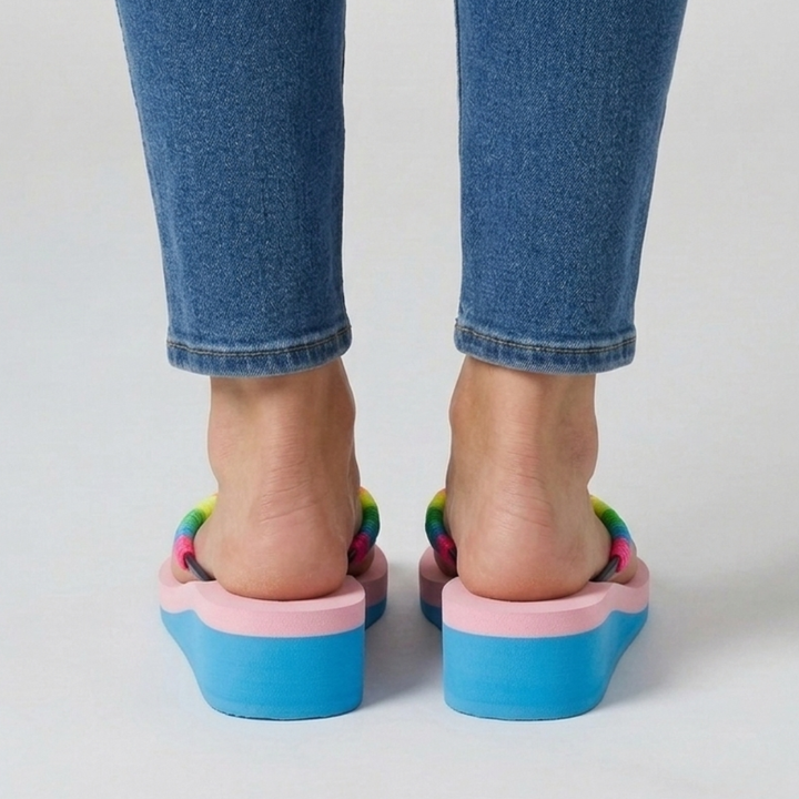 Sandales compensées Héloïse coloris Rose détail