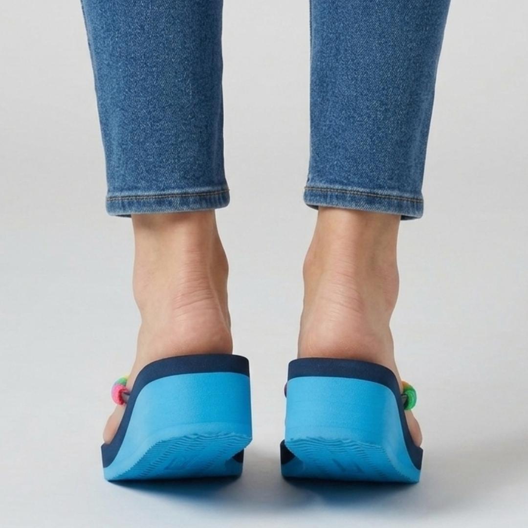 Sandales compensées Héloïse coloris Bleu détail