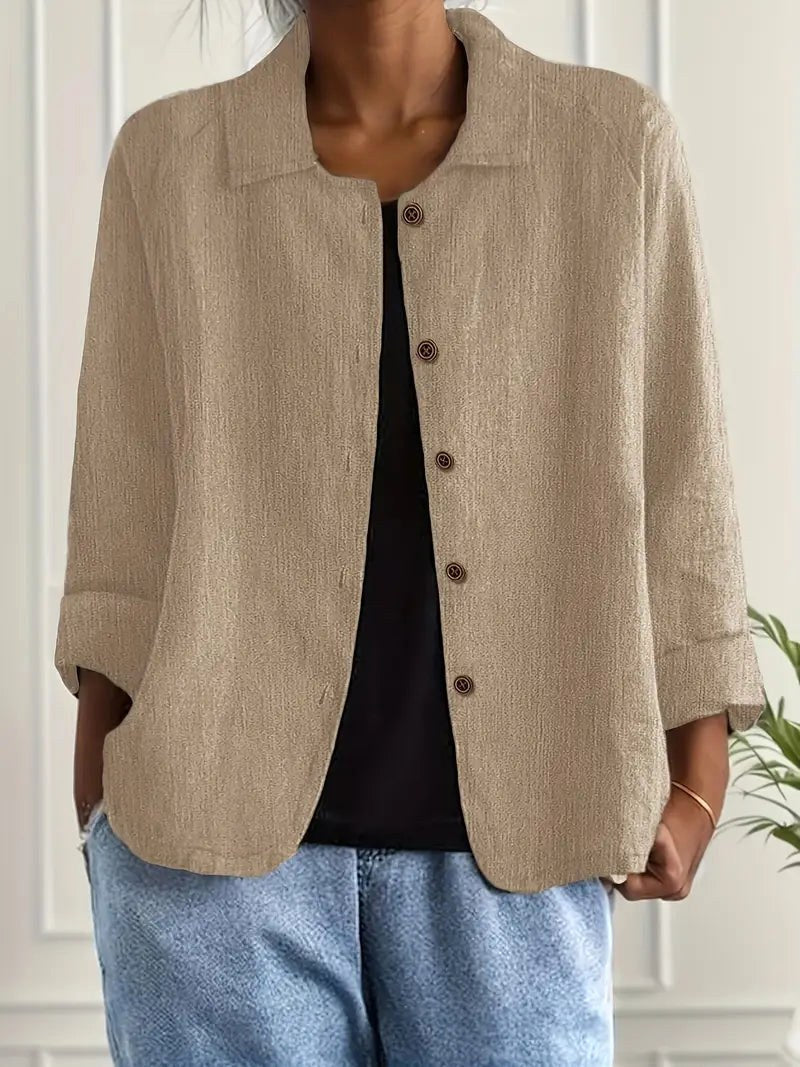 Blouse Constance en tissu froissé kaki pour femme